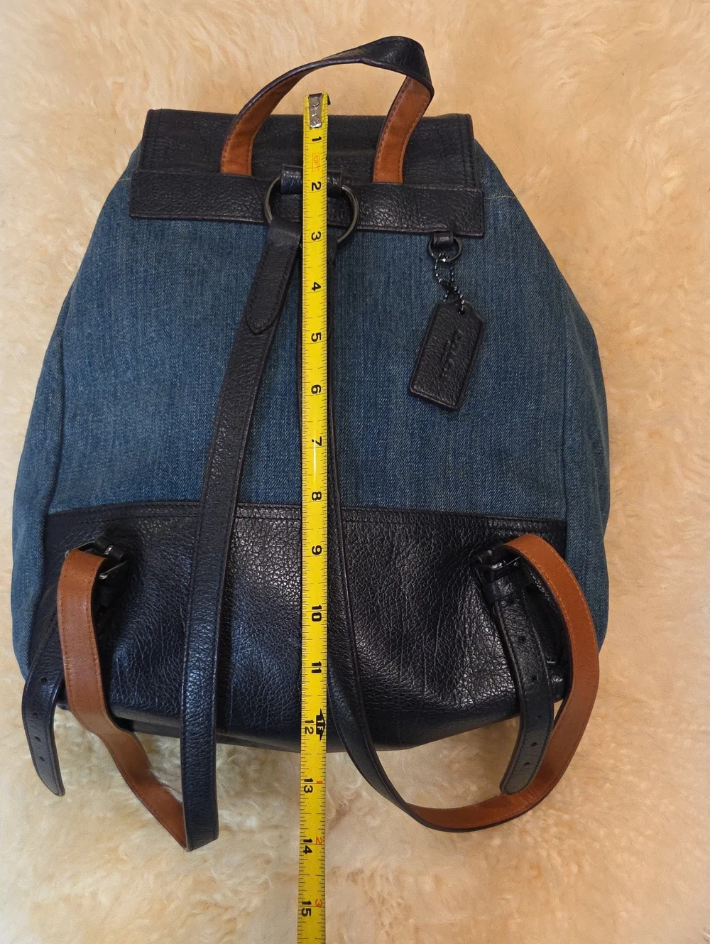 Coach Billie Blue Jean with Leather Trim Backpack NWOT